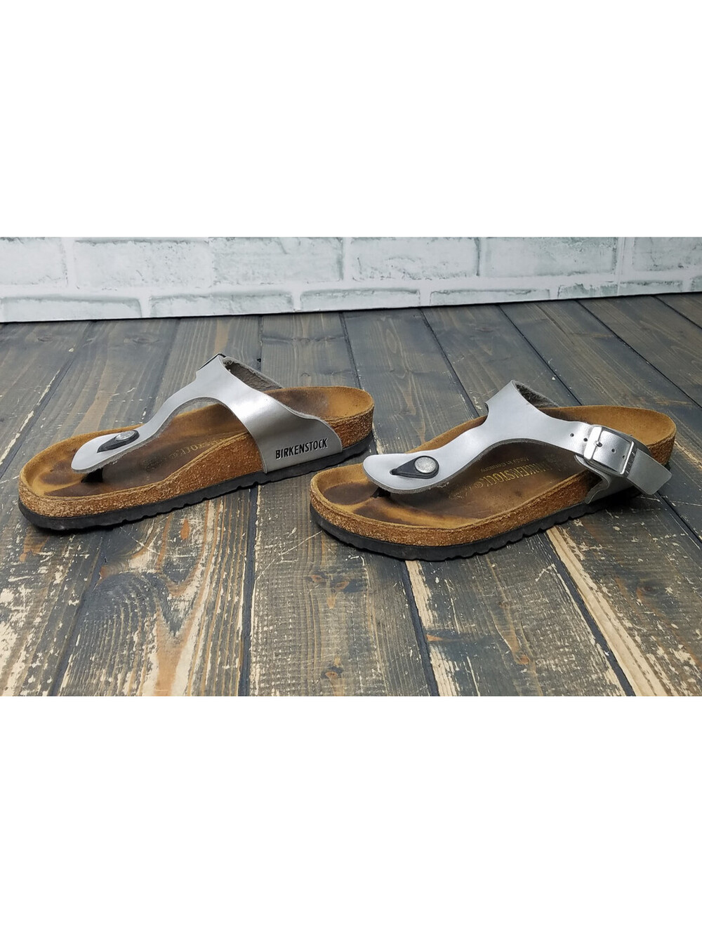 Birkenstock Women's Gizeh SILVER Thong Sandals Size 37 US 6 REG 240